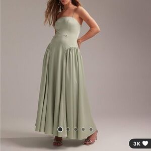 ASOS Sage Green Drop Waist Dress